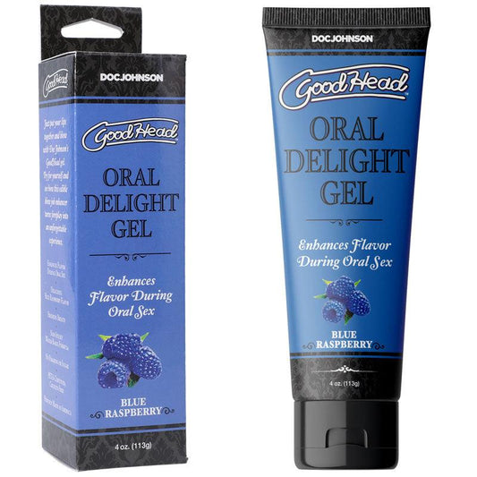 GoodHead Oral Delight Gel - Blue Raspberry - Blue Raspberry Flavoured Oral Gel - 120 ml Tube - 1361-08-BX