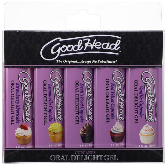 GoodHead Oral Delight Gel - Cupcakes - Flavoured Oral Gels - Set of 5 x 30ml Bottles - 1361-36-BX