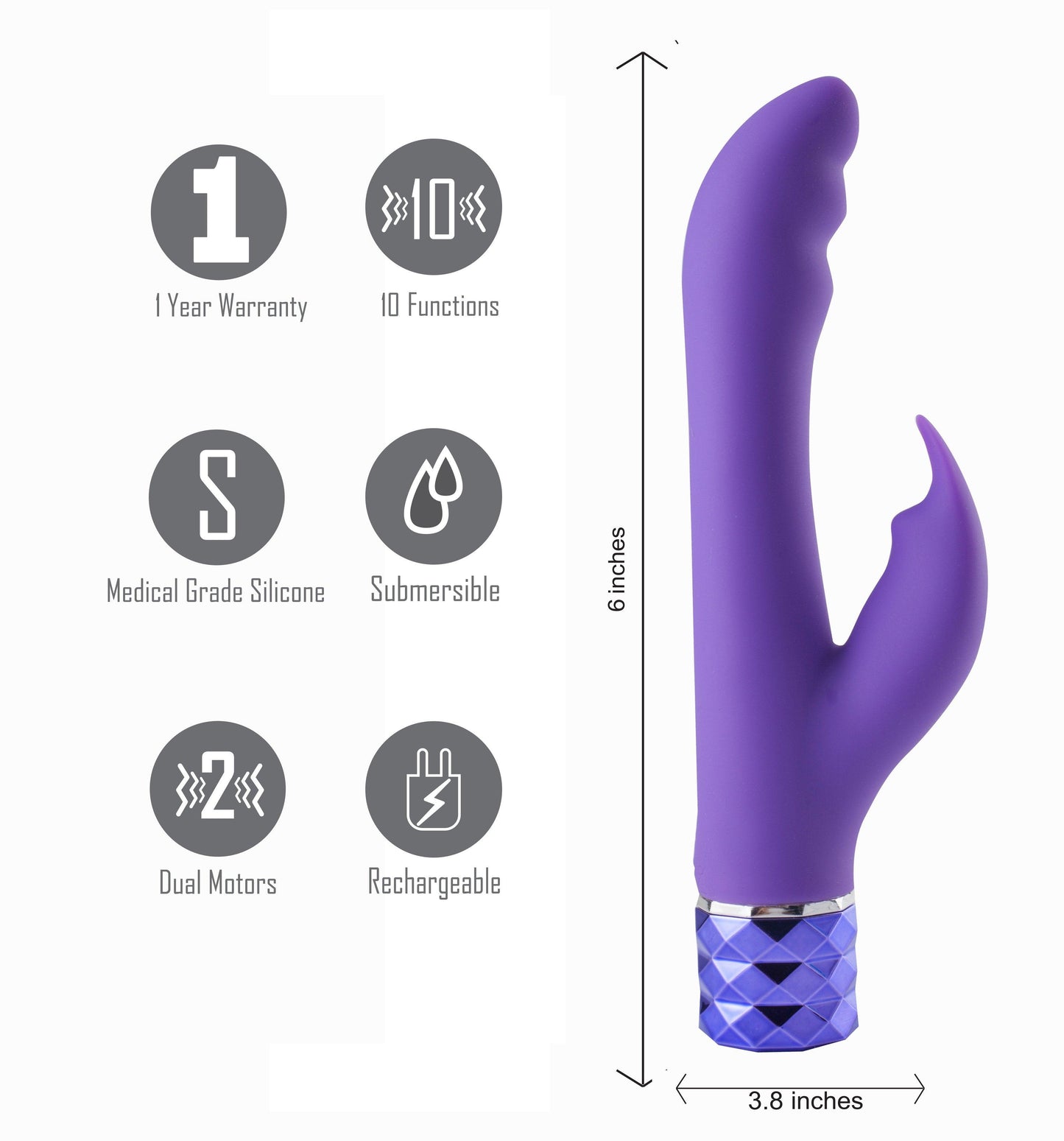 Maia Hailey - Purple 15.2 cm USB Rechargeable Rabbit Vibrator - 16-07-L2