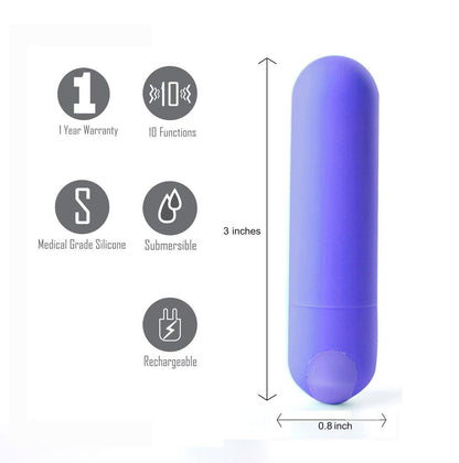 Maia Jessi - Purple 7.6 cm USB Rechargeable Bullet - 330-L7