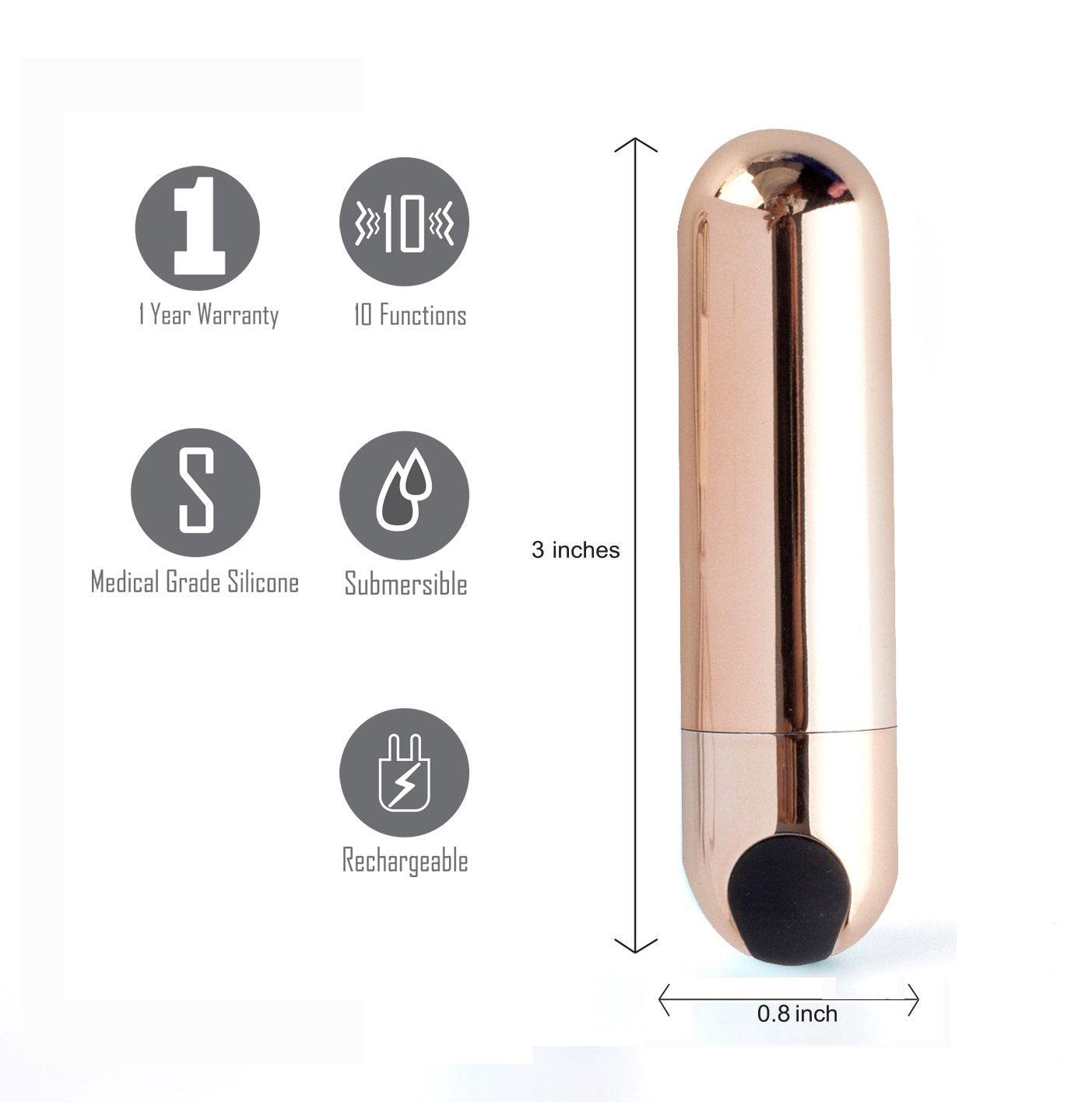 Maia Jessi - Rose Gold 7.6 cm USB Rechargeable Bullet - 330-RG