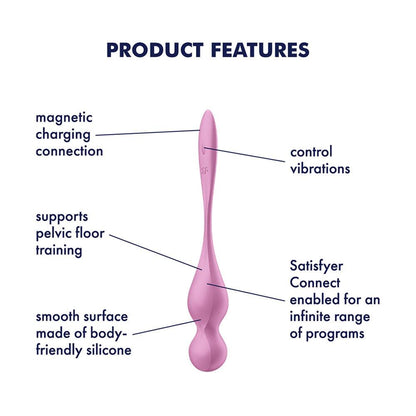 Satisfyer Love Birds 1 - Pink - Pink USB Rechargeable Pelvic Floor Trainer with App Control - 4002927