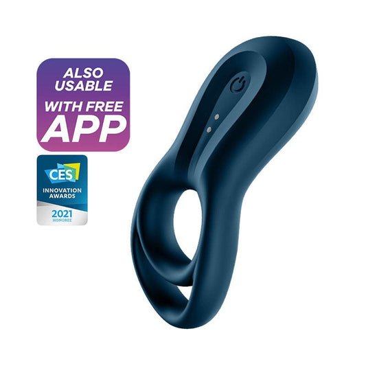 Satisfyer Epic Duo - Navy Blue USB Rechargeable Cock & Balls Ring with App Control - 4009940