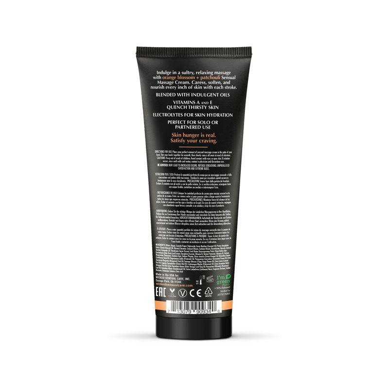 Wicked ORANGE BLOSSOM + PATCHOULI Sensual Massage Cream - Scented Massage Cream - 120 ml Tube - 90934