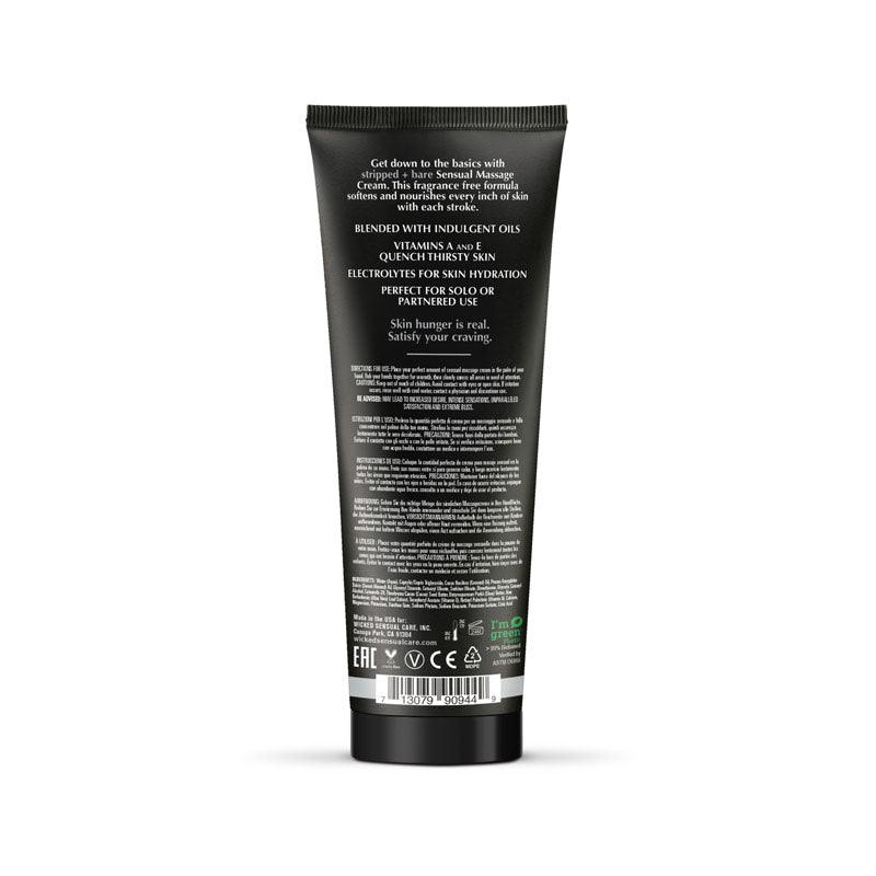 Wicked STRIPPED + BARE Sensual Massage Cream - Unscented Massage Cream - 120 ml Tube - 90944