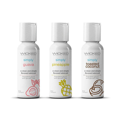 Wicked Simply Tropical Trio - Flavoured Water Based Lubricants - Set of 3 x 30 ml Bottles - 91190