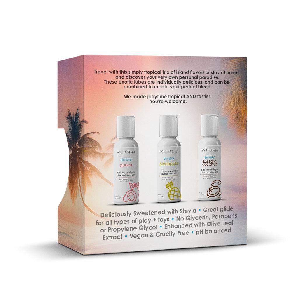 Wicked Simply Tropical Trio - Flavoured Water Based Lubricants - Set of 3 x 30 ml Bottles - 91190