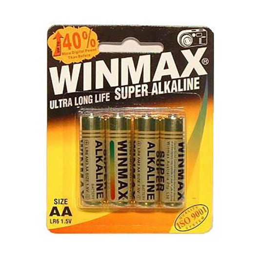 Winmax AA Super Alkaline Batteries - Super Alkaline Batteries - AA 4 Pack - AABP4SA