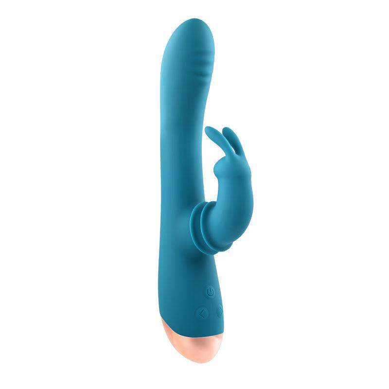 Adam & Eve SHIMMY & SHAKE VELVET RABBIT - Blue 22.4 cm USB Rechargeable Rabbit Vibrator - AE-BL-0013-2