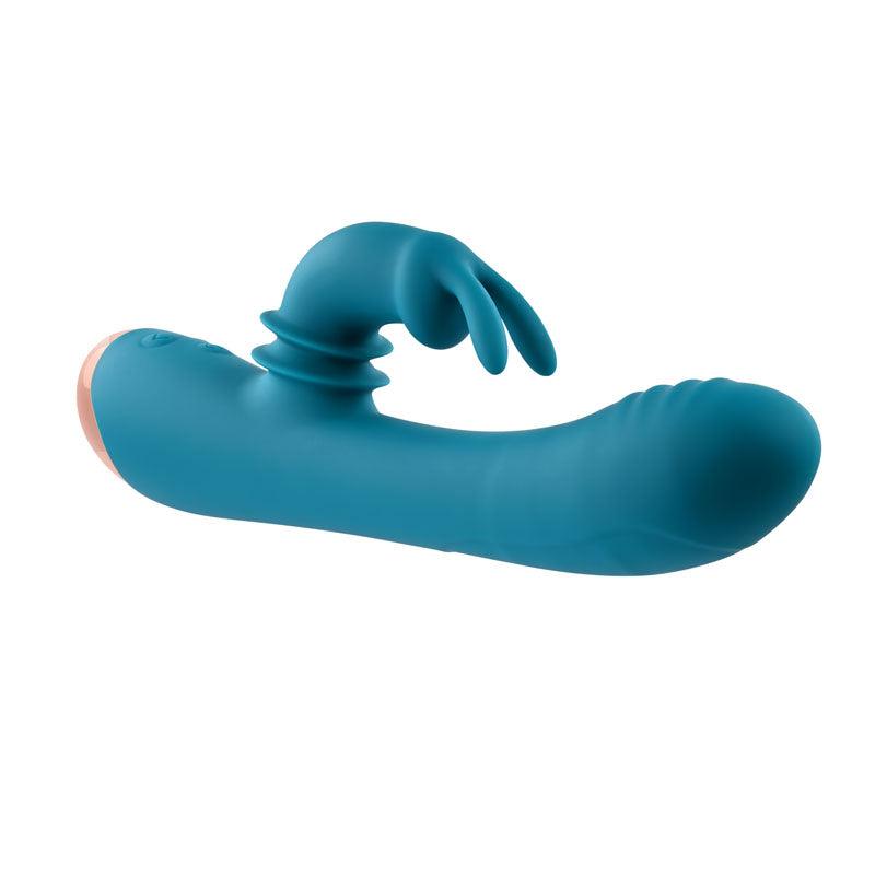 Adam & Eve SHIMMY & SHAKE VELVET RABBIT - Blue 22.4 cm USB Rechargeable Rabbit Vibrator - AE-BL-0013-2