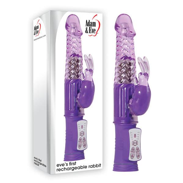 Adam & Eve Eve's First Rechargeable Rabbit - Purple 22.9 cm (9'') USB Rechargeable Rabbit Vibrator - AE-WF-2285-2