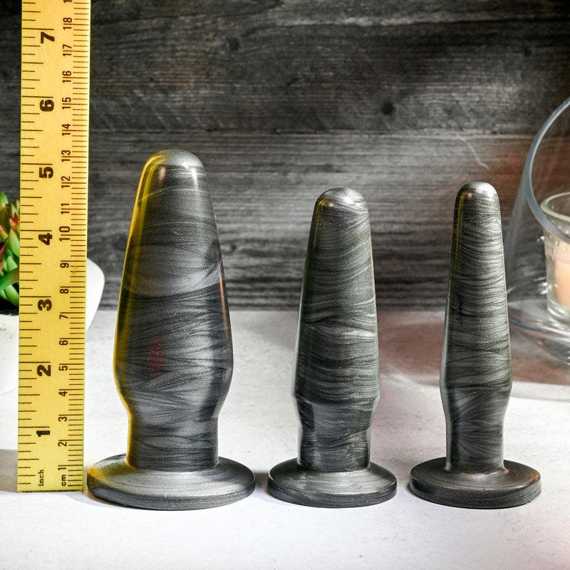 Adam & Eve ANAL ROCKETS TRAINER SET - Black Butt Plugs - Set of 3 Sizes - AE-WF-8799-2