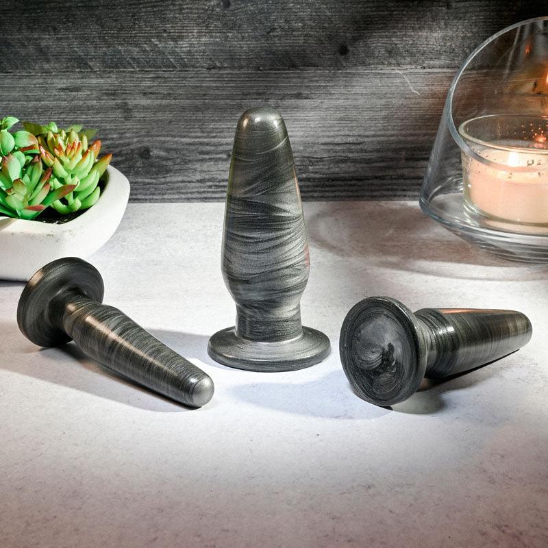 Adam & Eve ANAL ROCKETS TRAINER SET - Black Butt Plugs - Set of 3 Sizes - AE-WF-8799-2