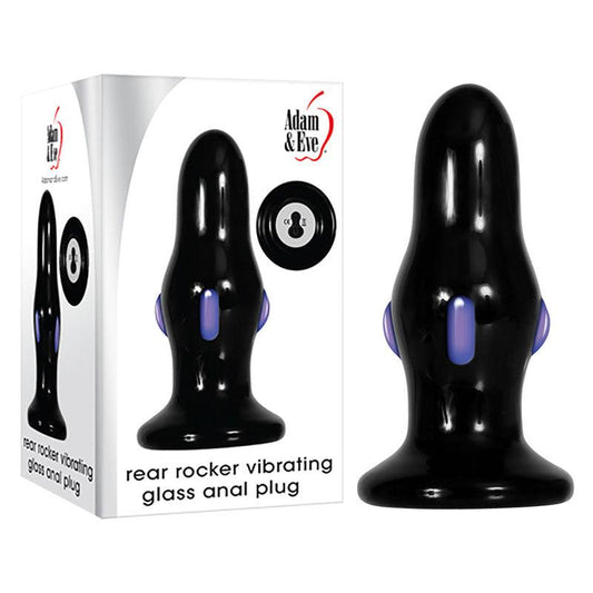 Adam & Eve REAR ROCKER - Black Glass 9.8 cm USB Rechargeable Vibrating Butt Plug - AE-WF-9277-2