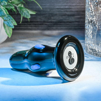 Adam & Eve REAR ROCKER - Black Glass 9.8 cm USB Rechargeable Vibrating Butt Plug - AE-WF-9277-2