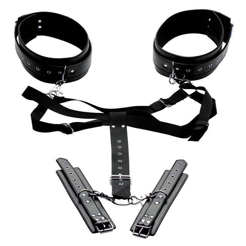 Master Series Acquire Thigh Harness & Wrist Cuffs - Black Restraints - AE801