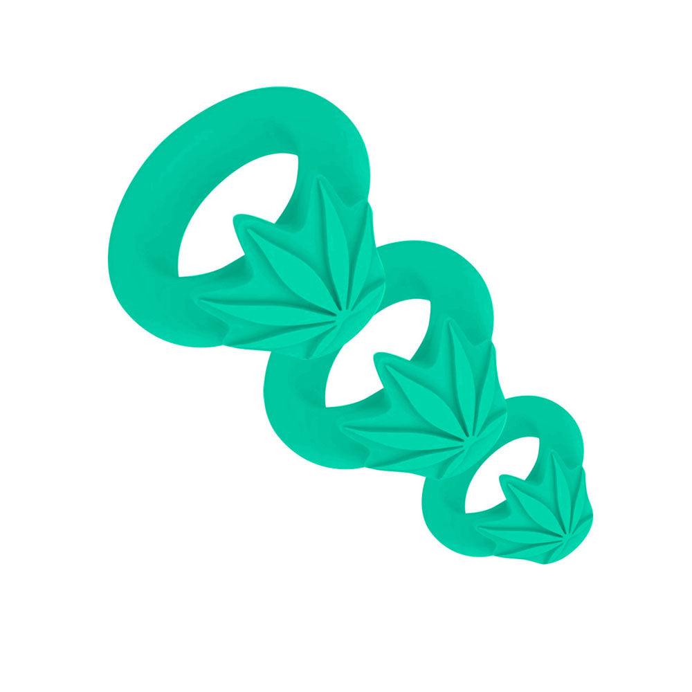 Maia HAZEY - Green Pot Leaf Cock Rings - Set of 3 - AF-008