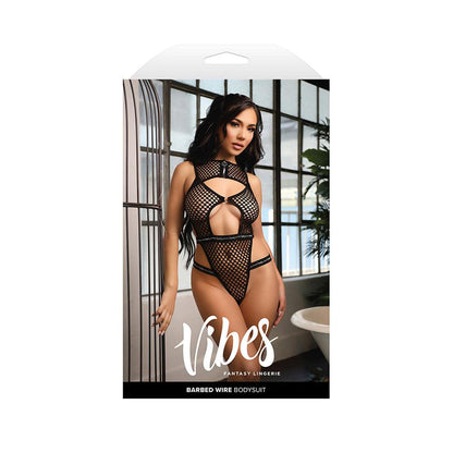 VIBES BARBED WIRE Net Bodysuit - M/L - Black - M/L Size - AF989-ML-B