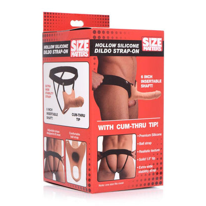 Size Matters Silicone Dildo Strap-On - Flesh 15.2 cm Hollow Strap-On - AG365-FLESH