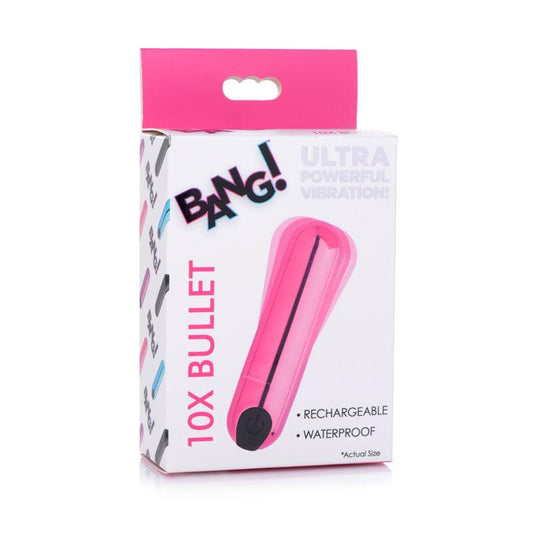 Bang! 10X Vibrating Metallic Bullet - Pink USB Rechargeable Bullet - AG656-PINK