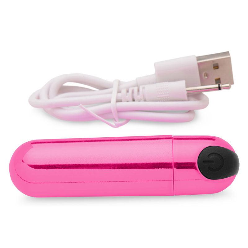 Bang! 10X Vibrating Metallic Bullet - Pink USB Rechargeable Bullet - AG656-PINK