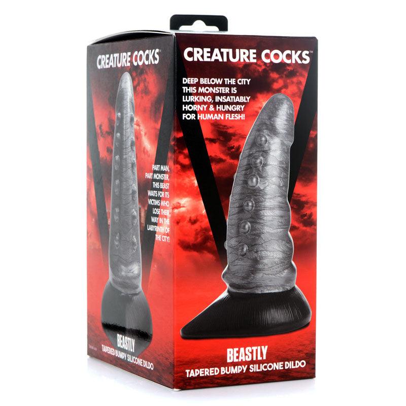 Creature Cocks Beastly Tapered Bumpy Silicone Dildo - Silver 21 cm Bumpy Dildo - AG878