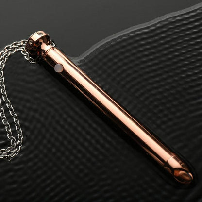 Charmed 7X Vibrating Necklace - Rose Gold 11 cm USB Rechargeable Vibrating Necklace - AG894-ROSE