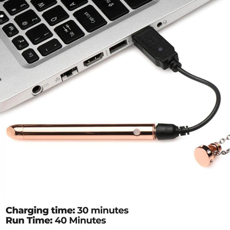 Charmed 7X Vibrating Necklace - Rose Gold 11 cm USB Rechargeable Vibrating Necklace - AG894-ROSE