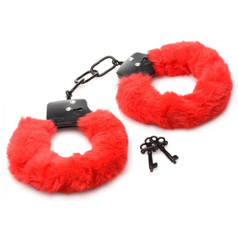 Master Series Cuffed in Fur - Red Fluffy Handcuffs - AG937-RED