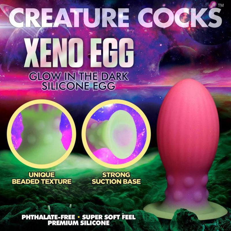 Creature Cocks Xeno Egg - Glow in Dark Pink 13.3 cm Large Fantasy Plug - AH067-LARGE