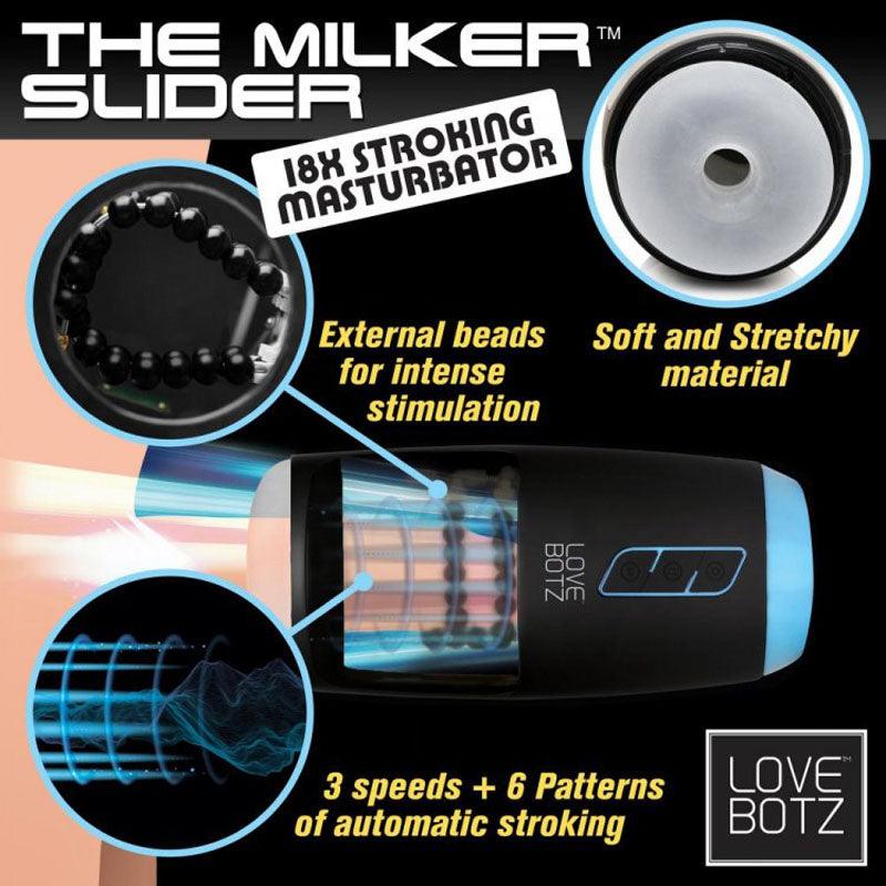 LoveBotz The Milker Slider 18X Stroking Masturbator - USB Rechargeable Stroking Masturbator - AH090