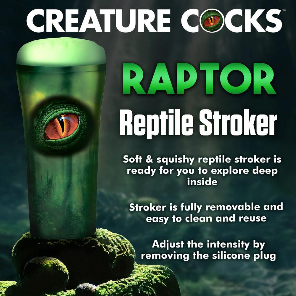 Creature Cocks Raptor Reptile Stroker - Green Fantasy Stroker - AH241