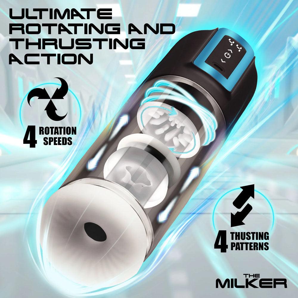 LoveBotz The Milker Roto-Stroke - USB Rechargeable Thrusting & Rotating Male Masturbator - AH533