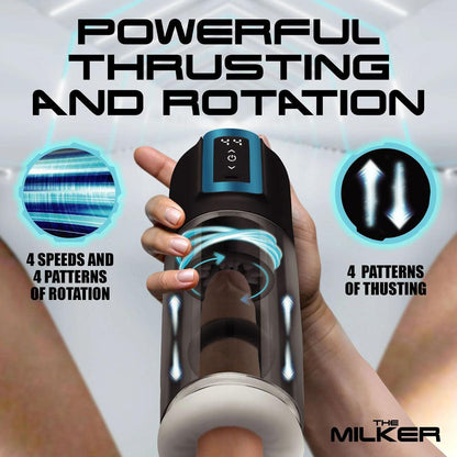 LoveBotz The Milker Roto-Stroke - USB Rechargeable Thrusting & Rotating Male Masturbator - AH533