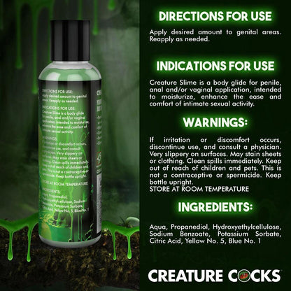 Creature Slime by Creature Cocks - Green Slime - Green Water Based Lubricant - 118 ml Bottle - AH586-4OZ