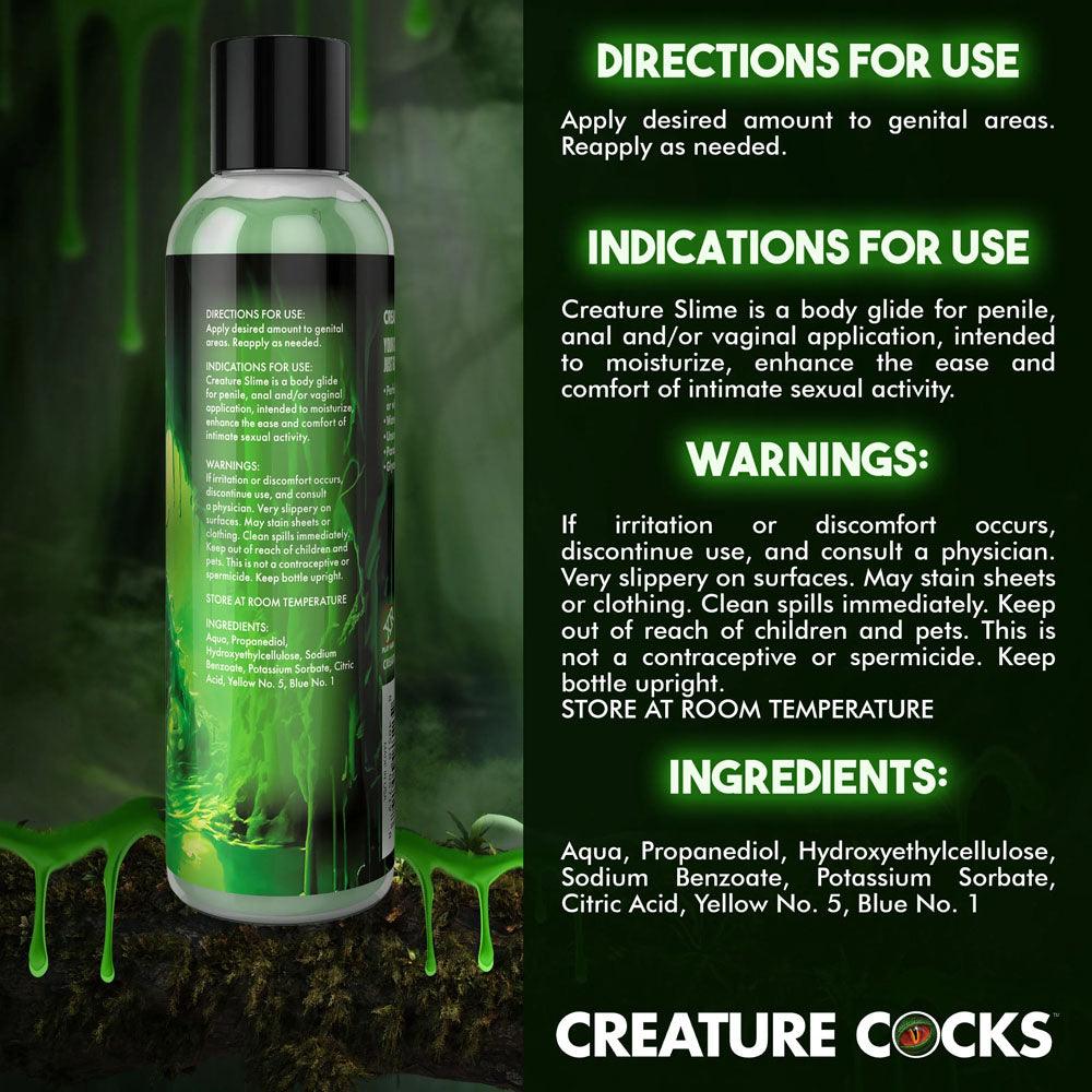 Creature Slime by Creature Cocks - Green Slime - Green Water Based Lubricant - 237 ml Bottle - AH586-8OZ