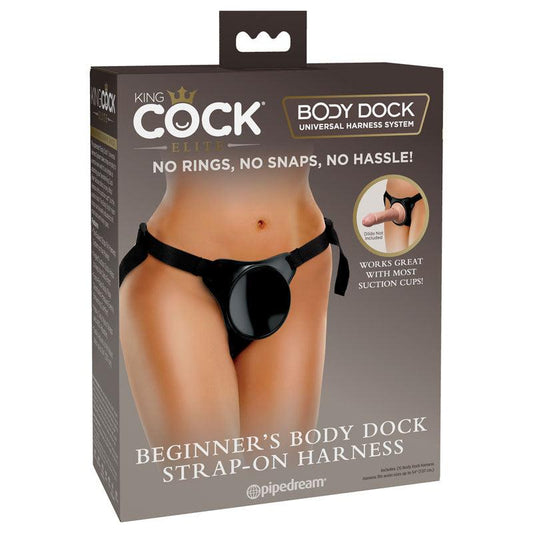 King Cock Elite Beginner's Body Dock Strap-On Harness - Black Adjustable Strap-On Harness (No probe included) - BD101-23