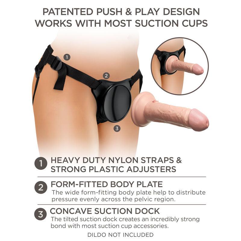 King Cock Elite Beginner's Body Dock Strap-On Harness - Black Adjustable Strap-On Harness (No probe included) - BD101-23