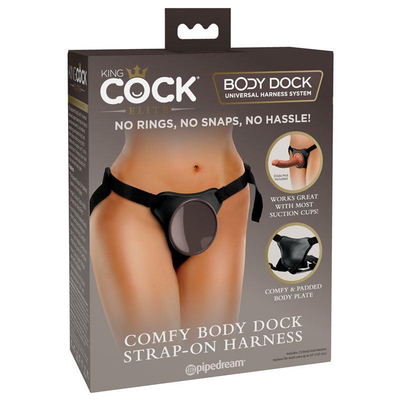 King Cock Elite Comfy Body Dock Strap-On Harness - Black Adjustable Strap-On Harness (No Probe Included) - BD102-29