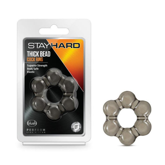 Stay Hard Thick Bead Cock Ring - Black Cock Ring - BL-00365