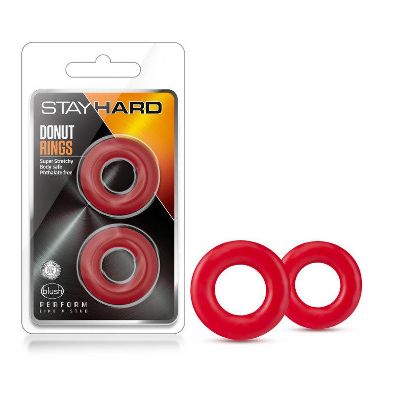 Stay Hard Donut Rings - Red Cock Rings - Set of 2 - BL-00898