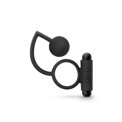 Anal Adventures Platinum Anal Ball & Vibrating C-Ring - Black Vibrating Cock Ring with Anal Ball - BL-01705