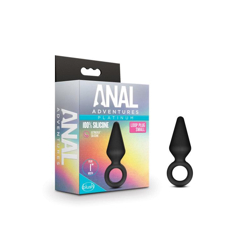 Anal Adventures Platinum Loop Plug - Small - Black 7.6 cm Butt Plug - BL-10785