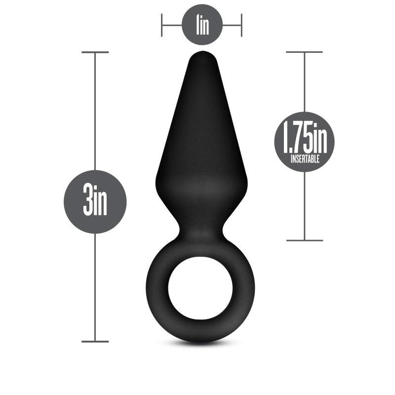 Anal Adventures Platinum Loop Plug - Small - Black 7.6 cm Butt Plug - BL-10785