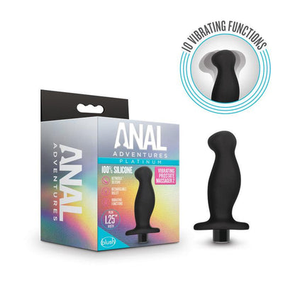 Anal Adventures Platinum Vibrating Prostate Massager 02 - Black 10.8 cm USB Rechargeable Prostate Massager - BL-11625