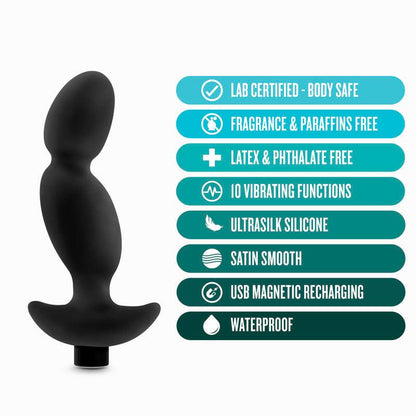 Anal Adventures Platinum Vibrating Prostate Massager 04 - Black 16.5 cm USB Rechargeable Prostate Massager - BL-11645