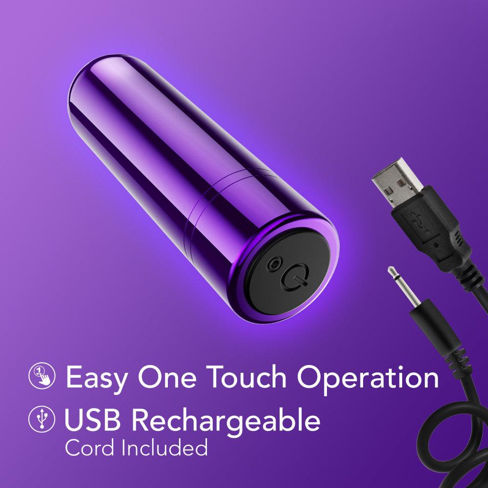 Kool Vibes - Rechargeable Mini Bullet - Grape - Purple 6.4 cm USB Rechargeable Bullet - BL-14301