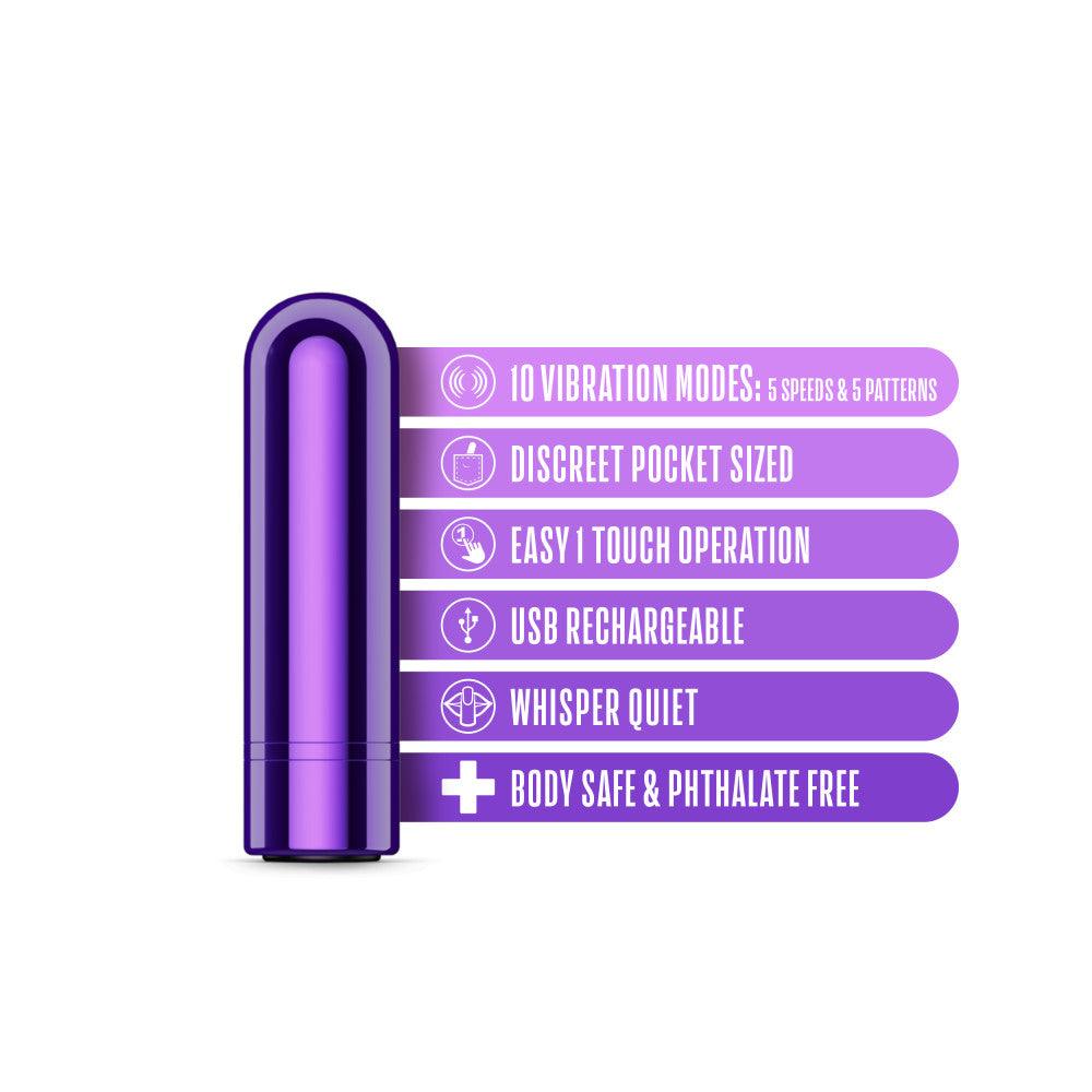 Kool Vibes - Rechargeable Mini Bullet - Grape - Purple 6.4 cm USB Rechargeable Bullet - BL-14301