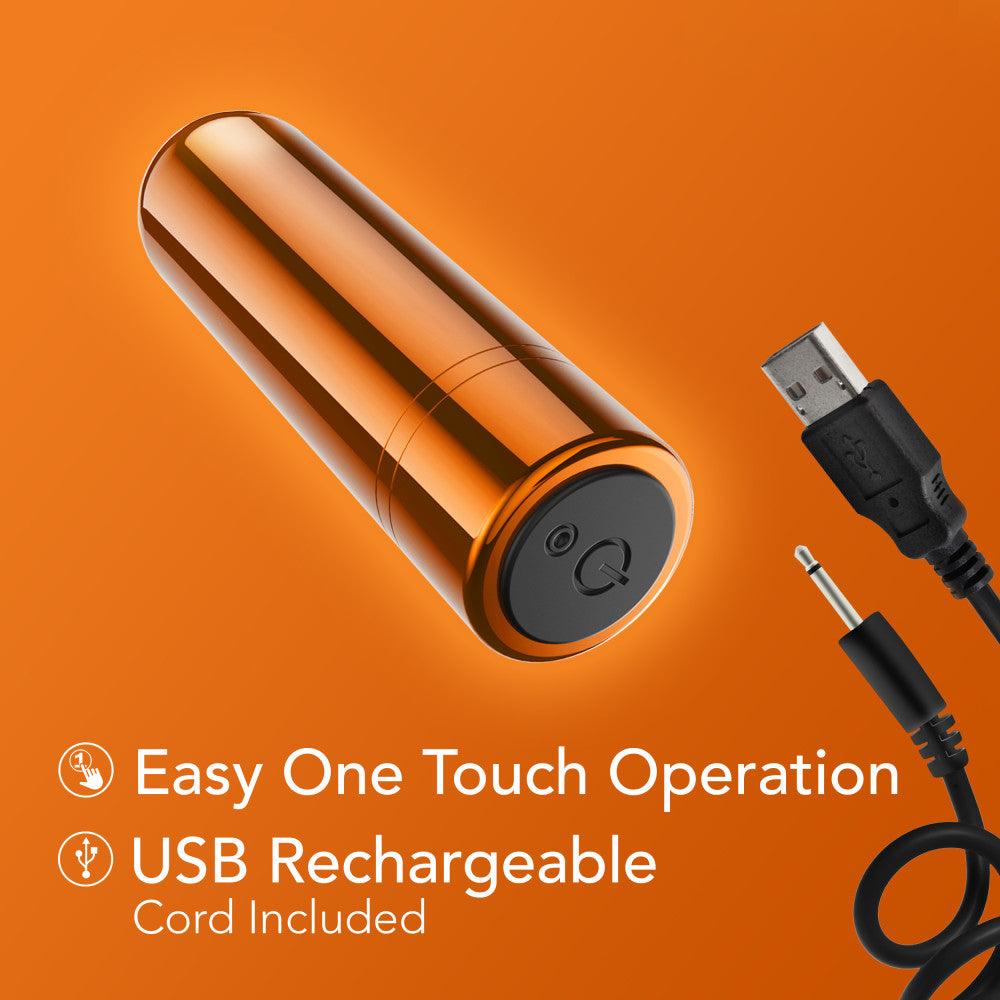 Kool Vibes - Rechargeable Mini Bullet - Tangerine - Orange 6.4 cm USB Rechargeable Bullet - BL-14319