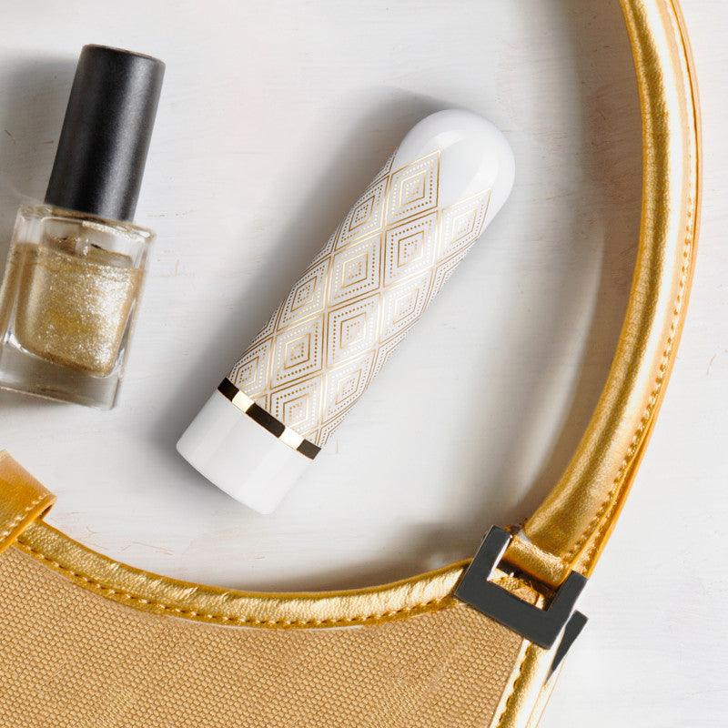 The Collection Glitzy Deco - White/Gold 6.4 cm (2.5'') USB Rechargeable Bullet - BL-14344